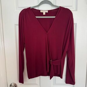 Michael Kors Deep Red V-Neck Blouse
